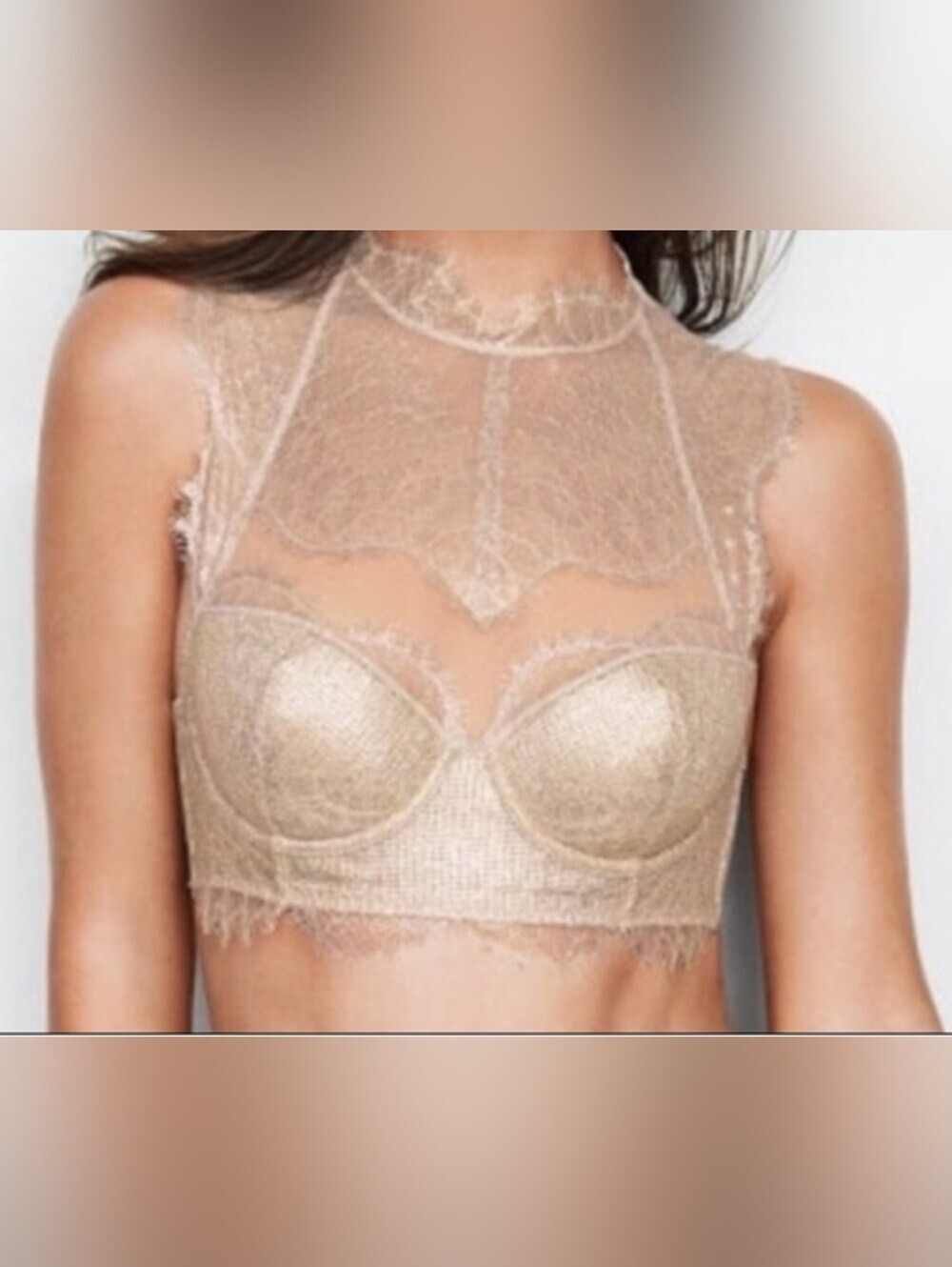 Victoria's Secret Dream Angels Gold High Neck Bralette Size 34DDD/G75